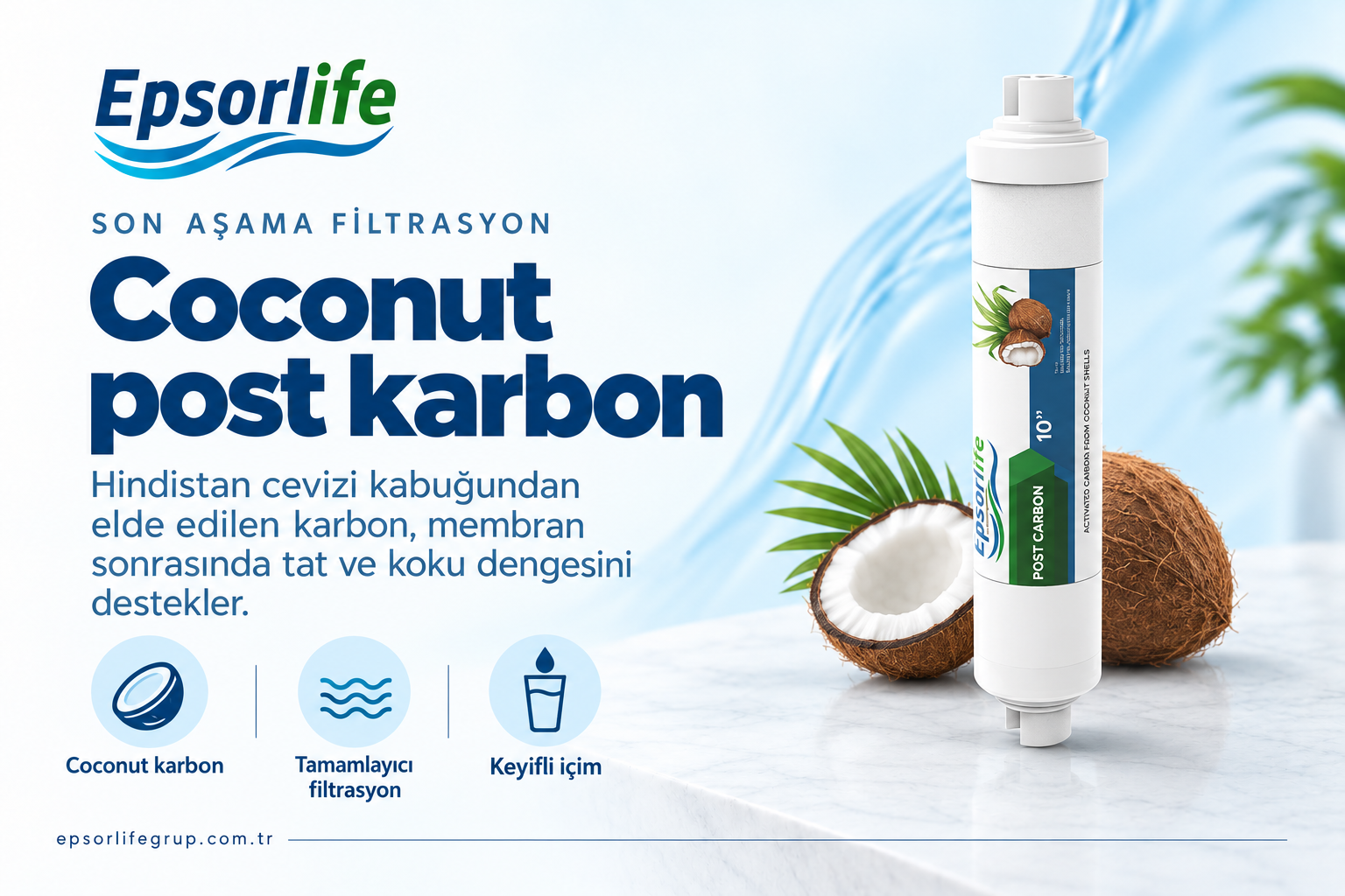 Coconut Post Karbon Filtre — ürün açıklaması