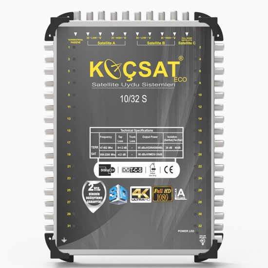 KOÇSAT Uydu Santrali Multiswitch 10/32S (Adaptörlü)