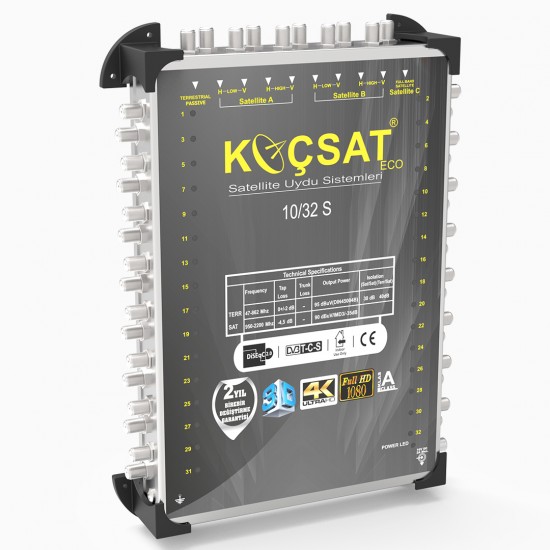 KOÇSAT Uydu Santrali Multiswitch 10/32S (Adaptörlü)